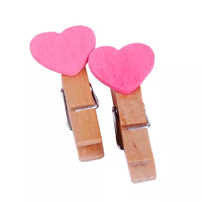 New 20 Pcs Mini Love Hearts Wooden Pegs Colorful Photo Clips Craft Wedding Party • £4.88