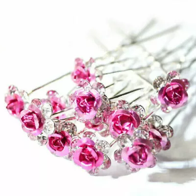 Diamante Rose Crystal Prom Diamante Hair Clips Flower Pins Hair Grips • $7.78