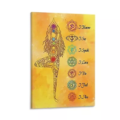 Yoga Meditation 7 Chakras Canvas Poster Living Room Decor Office Decor Framed • $25