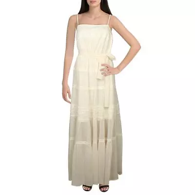 BCBGMAXAZRIA Womens Ivory Metallic Lace Trim Long Maxi Dress XS  7832 • $50.99