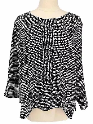 Habitat Clothes To Live In Top Long Sleeve Black White Polka Dot Lagenlook XL • $29