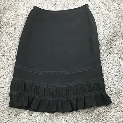 Apostrophe Womens Midi Skirt Size 10 Black Peplum Hem A-Line Lined EUC • $11.04