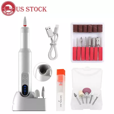 Cordless Electric Nail Drill File Portable Manicure Pedicure+Rechargeable Base W • $23.40