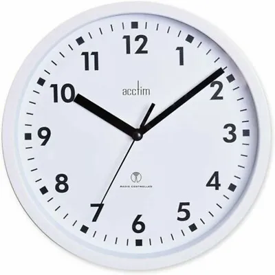 Small Clear White Radio Controlled Acctim Nardo 100% Accurate 20cm Wall Clock UK • £17.95