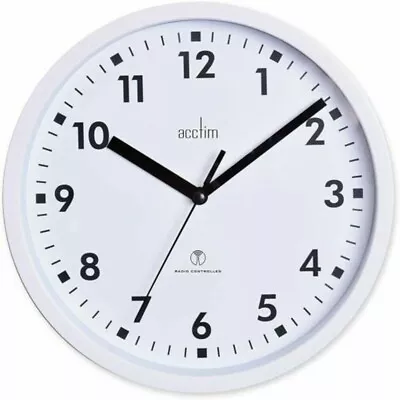 Small Clear White Radio Controlled Acctim Nardo 100% Accurate 20cm Wall Clock UK • £18.95