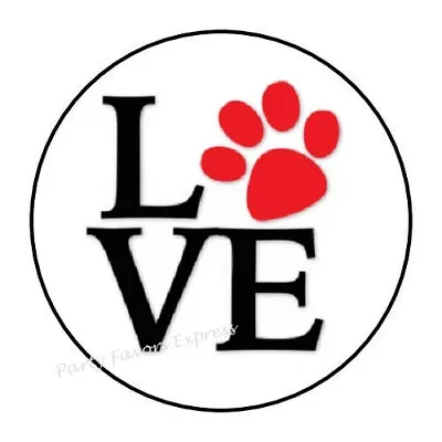 30 Love Paw Print Dog Cat Envelope Seals Labels Stickers Party Favors 1.5  Round • $1.95