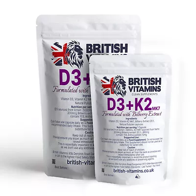 D3 + K2 & Bilberry Extract Natural Vitamin C • £11.99