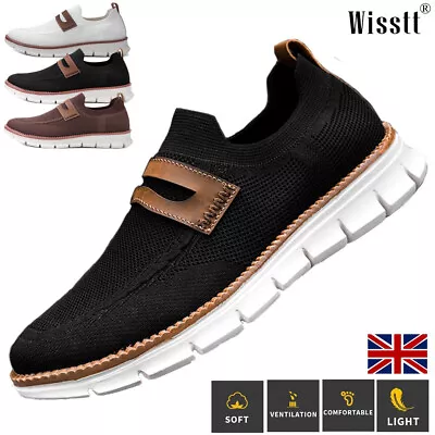 Mens Slip On Loafers Hiking Casual Shoes Outdoor Sneaker Jogging Sports Walking • £14.99