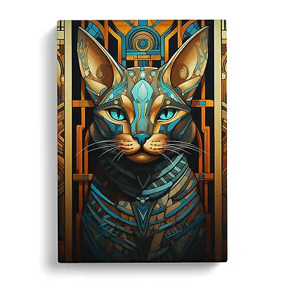 Egyptian Cat Orphism Art Canvas Wall Art Print Framed Picture Decor Living Room • £24.95