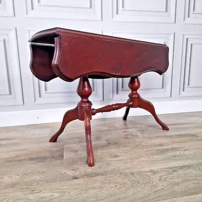 Vintage Solid Mahogany Wooden Drop Leaf Side Sofa Wine Table - Occasional Coffee • £109.99