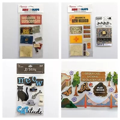 Lot Of Craft Stickers Scrapbooking Cardmaking States NM WI Cats Golden Gate CA • $7.99