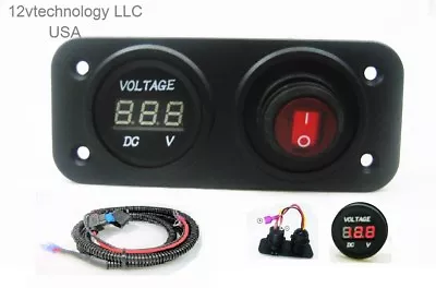 12V Battery Bank Voltmeter Monitor RV Marine House Starting Wired + Switch Red • $19.95