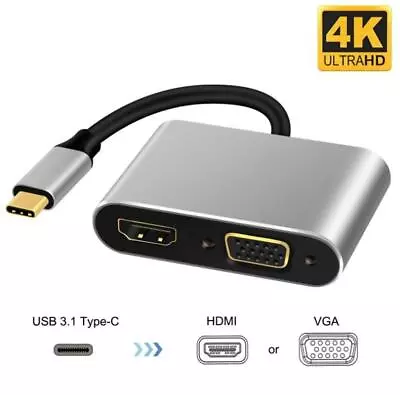 USB Type C To HDMI VGA TV Cable Adapter Converter Hub For Macbook/Android Phone • $14.84