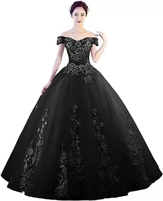 ZVOCY Stock 18w Black Quinceanera Dresses Ball Gown Wedding Dress Masquerade • $89.99