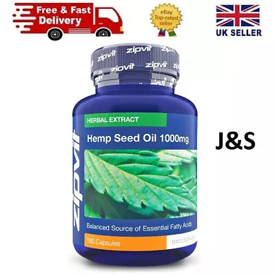 Hemp Seed Oil 1000mg Alternative To Fish Oils Herbal Extract 180 Capsules • £17.89