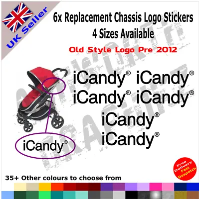 6x ICandy Replacement Logo Stickers Old Style Pre 2012 Pushchair Pram Stroller • £4.99