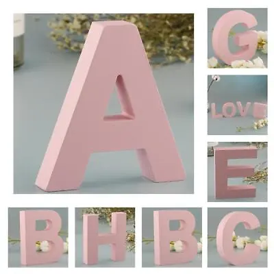 26 Letter A-Z Pink Wooden Marquee Letter Alphabet For Name Sign Wedding Birthday • £6.53