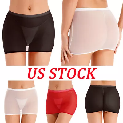 US Womens Sexy Micro Mini See-Through Hip Skirts Transparent Miniskirt Clubwear • $6.50