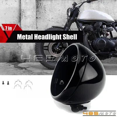 Gloss Black Headlight Housing 7 Inch Headlamp Bulb Bucket For Harley Davidson  • $50.59