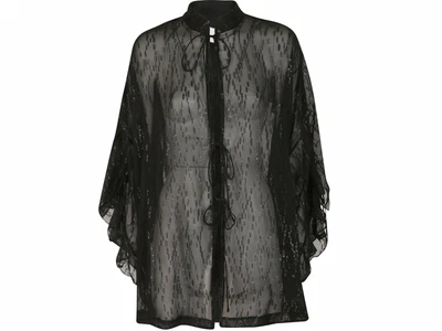 £99 • Buy NWT IRO Abbey Black Silk Clipped Jacquard Sheer Blouse Top Oversized S M L XL