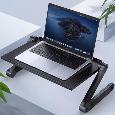 Adjustable Laptop Desk Stand Notebook Table Cooling Fans Foldable Lap Tray Uk • £17.95