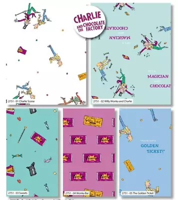 Charlie And The Chocolate Factory Fat Quarter Fabric Bundle Willy Wonka • £16.72