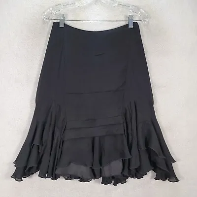 $18.95 • Buy Zara Womens Skirt Size S Black Chiffon Ruffle Flowy Cocktail Tulip Career A Line