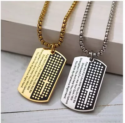 Lord's Prayer Bible Pendant Necklace Religious Christian Jewelry Men Unisex 24  • $11.99