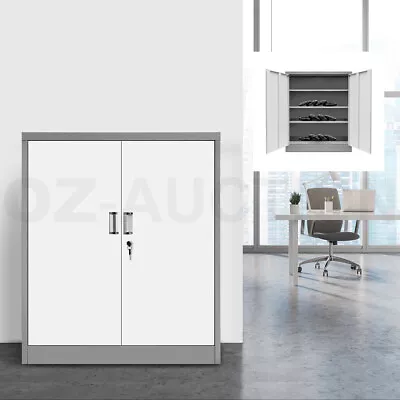 109cm Metal Filing Cabinet 2 Door 4 Shelves Office Home Stationary Lockable • $189.95