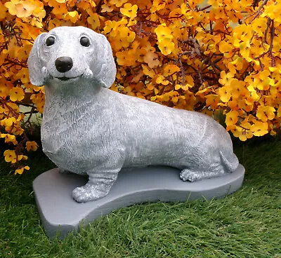 Concrete Dachshund Dog Statue Outdoor Garden Decor Doxie Lovers Gift Gray • $65.99