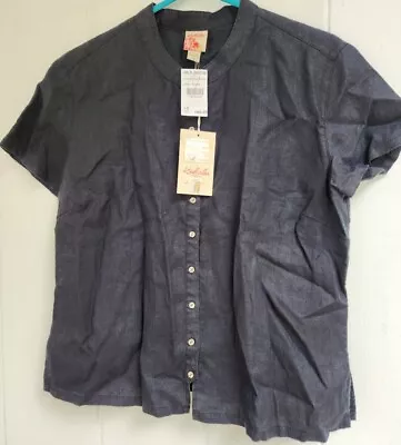 Kahala Wahine Black Button-Up Blouse Linen From Hilo Hattie NWT • $20.88