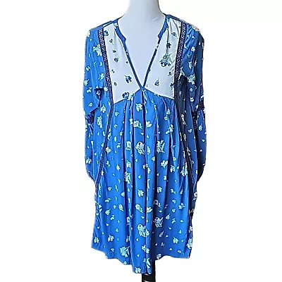 Matilda Jane Womens Sz M Day Tripping Blue Floral Pockets Dress • $21