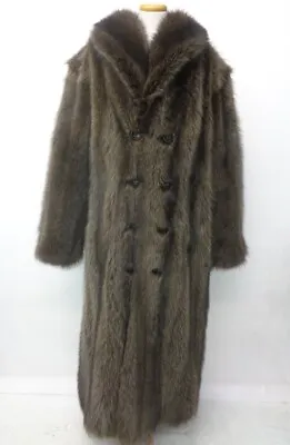 Brand New Brown Raccoon Racoon Fur Long Coat Men Man Size All • $3780