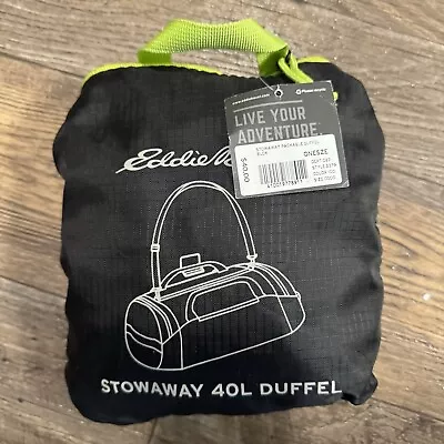 Eddie Bauer Stowaway 40L Duffle Luggage Black/Neon Packable W/Shoulder Strap • $25