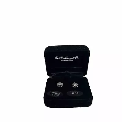 R.H. Macy & Co Fine Jewelry Bridge Diamond Earrings Sterling Silver 1/10 CTTW • $47.49