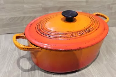 Le Creuset Orange Oval Casserole Dish Dutch Oven Cast Iron 25cm Used Condition • £49.99