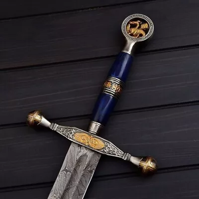 Hand Forged Damascus Steel Viking Sword Battle Ready Medieval Sword Gift • $119.99