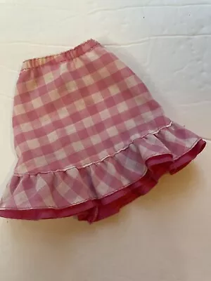 Vintage 1982 My First Barbie Check Skirt Pink White Elastic Stretched Out • $3