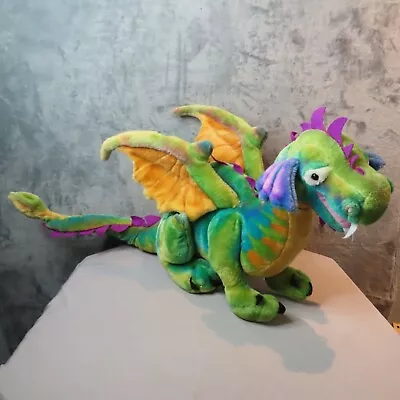 MELISSA & DOUG Jumbo Winged Dragon Multicolor Tie Dye 36  Posable Green Purple • $34.88