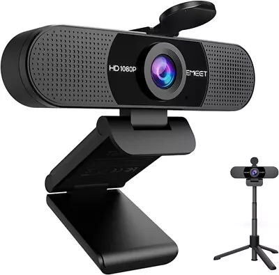 EMEET C960 Webcam With Tripod 1080p Microphone Adjustable Black • $40