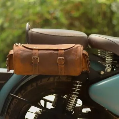 Genuine Motorcycle Leather Bag Panniers Side Tool Pouch Luggage Saddle Bag • $66.50