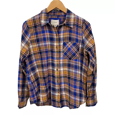 I Love H81 Los Angeles Button Front Shirt Womens Small Orange Blue Pink Plaid • $8