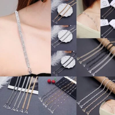 £5.39 • Buy 1Pair Adjustable Detachable Bra Straps Rhinestone Diamante Pearl Metal Invisible