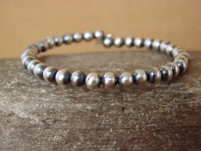 Sterling Silver Navajo Pearl Memory Wire Bracelet By T. Yazzie • £43.42