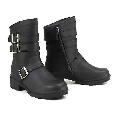 Milwaukee Leather Cameo Leather Women's Black Motorcycle Boots **MB253 • $119.99