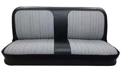 Chevy C10 Black Vinyl W/ Green & Blk Houndstooth Seat Upholstery 1967-1972 STOCK • $495