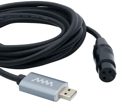 XLR Female To USB A Male Mic Link Cable For Microphone Recording 3m  • £12.95