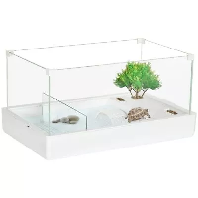 Turtle Tank Glass Tank W/ Basking Platform Reptile Habitat • £49.99