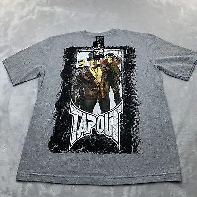 Tap Out Shirt Mens Large L Gray Graphic Front Crew Neck MMA UFC Fighter Fight • $22.49
