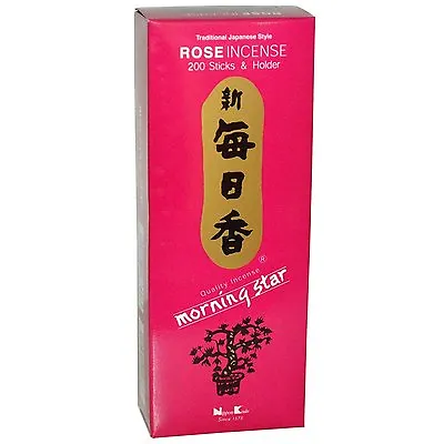 Japanese Nippon Kodo Morning Star Rose Incense 200 Sticks & Incense Holder Stand • $11.95